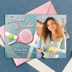 Invitación Dinks y Drinks - Cumpleaños de Pickleball con Foto