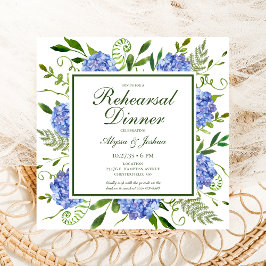 Invitación Dinner de ensayo de acuarela floral de Hortensias 