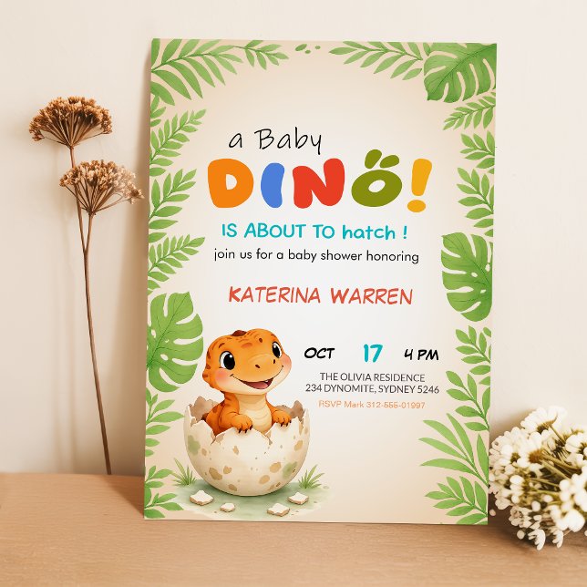 Invitación Dino a punto de eclosionar pronto Fiesta de bebé d (Subido por el creador)