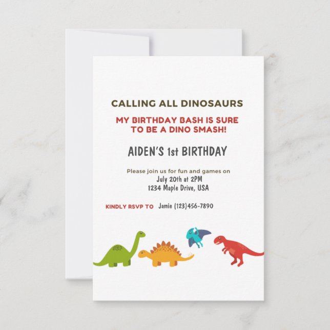 Invitación Dino Bash (Anverso)