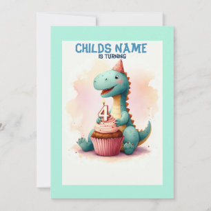 Invitación Dino Cumple 4 Años