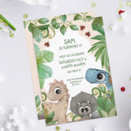 Invitación Dino de cumpleaños de los niños de Dinosaurios