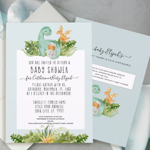 Invitación Dino de dinosaurio lindo Foliage bebé ducha I