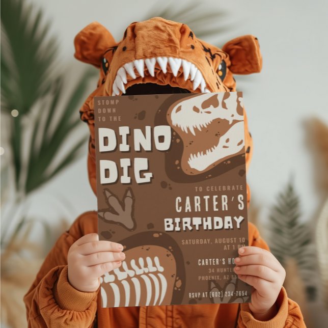Invitación Dino Dig Dinosaur Excavation Birthday Party (Subido por el creador)