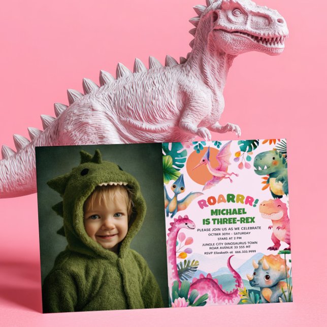 Invitación Dino Dinosaur Dig Fossil Kids 3er cumpleaños Foto (Subido por el creador)