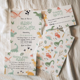 Invitación Dino Dinosaur Little Dino In Way Baby Shower