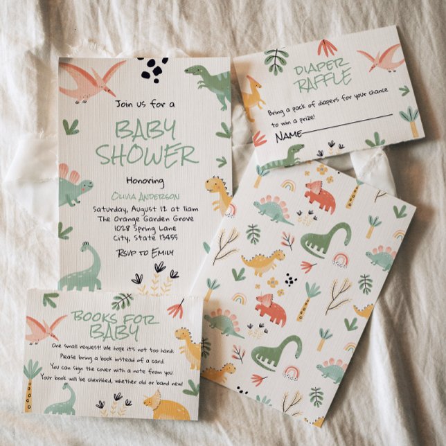 Invitación Dino Dinosaur Little Dino In Way Baby Shower (Subido por el creador)