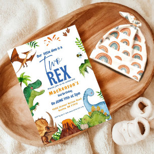 Invitación Dino Dos rex 2do cumpleaños de niño fiesta de dino