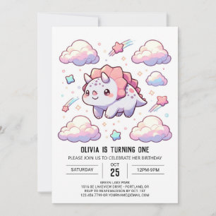 Invitación Dino Elegant Dinosaur 1er cumpleaños