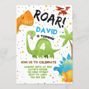 Invitación Dino Fiesta Boy Dinosaur Jungle Cumpleaños