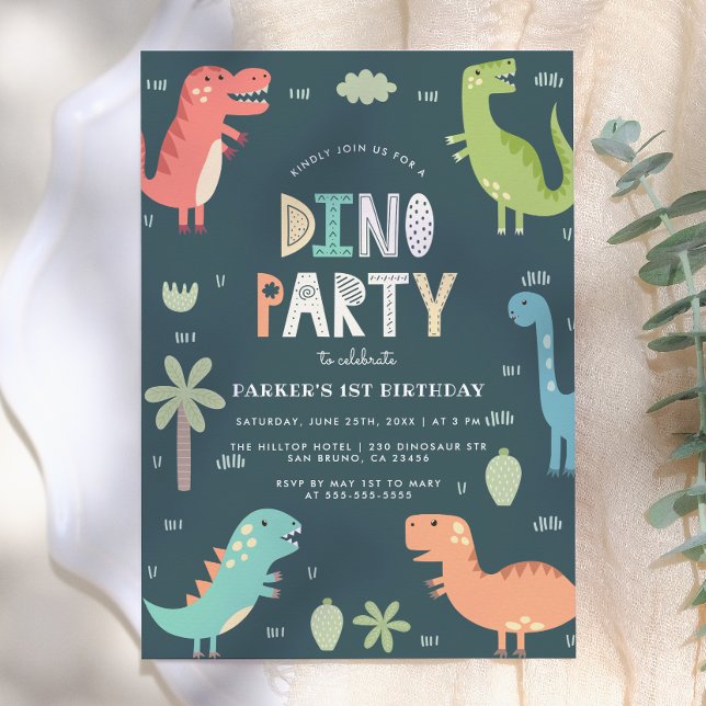 Invitación Dino Fiesta | Cumpleaños de Primeros Cumpleaños de (Subido por el creador)