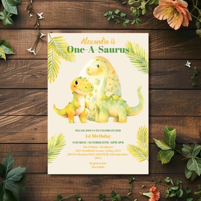 Invitación Dino Fiesta Cute Dinosaurios Primer Cumpleaños (Subido por el creador)