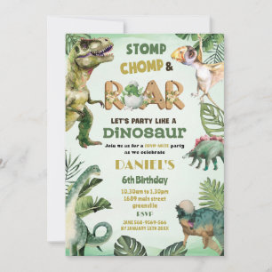 Invitación Dino Fiesta   Cute Dinosaurios Tema Cumpleaños