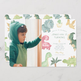 Invitación Dino Fiesta Dino mite Foto Cumpleaños