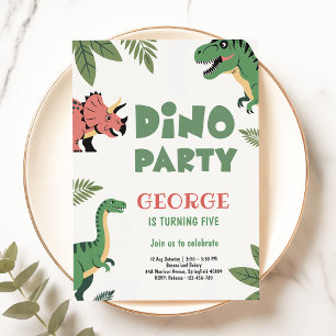 Invitación Dino Fiesta   Dinos Dinosaurs Lindos 5to Cumpleaño