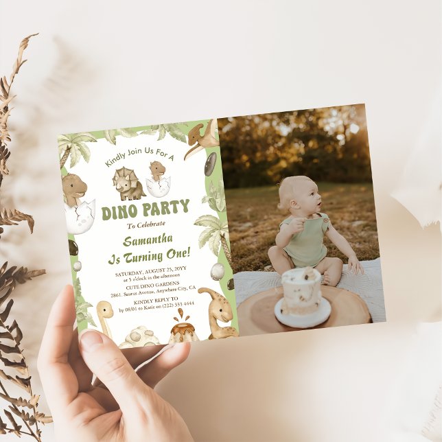 Invitación Dino Fiesta | Dinosaurios Cute Foto de cumpleaños (Subido por el creador)