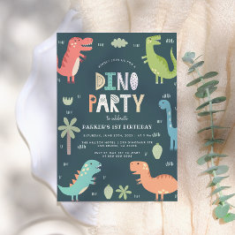 Invitación Dino Fiesta | Dinosaurios Cutos Primer Cumpleaños