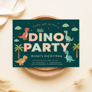 Invitación Dino Fiesta   Dinosaurios Lindos de la Jungla Cump