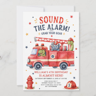 Invitación Dino Haz sonar la alarma Agarra tu equipo Fuego Cu