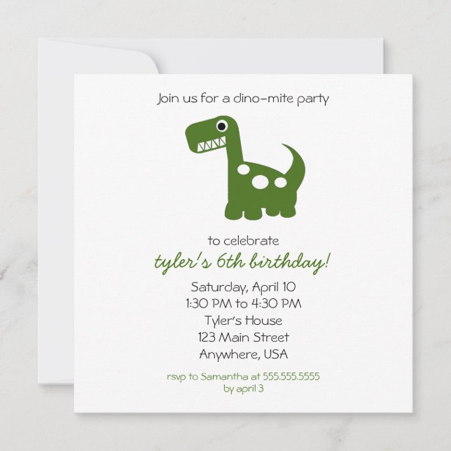 Invitación Dino-mite (Anverso)