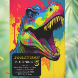 Invitación Dino-Mite 5º cumpleaños