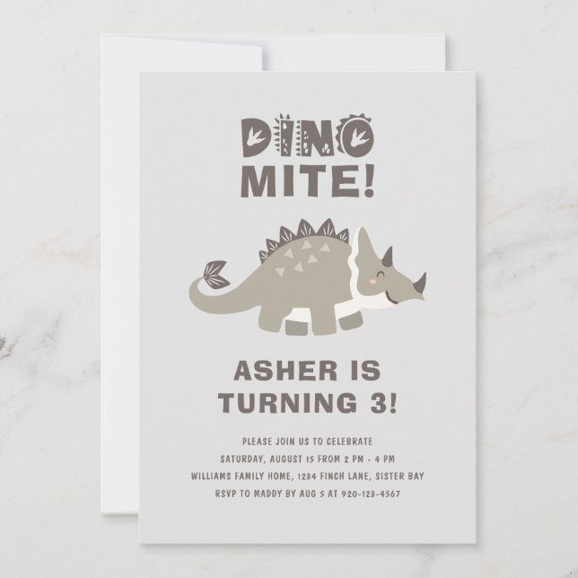 Invitación Dino Mite Dinosaur Birday Party (Anverso)