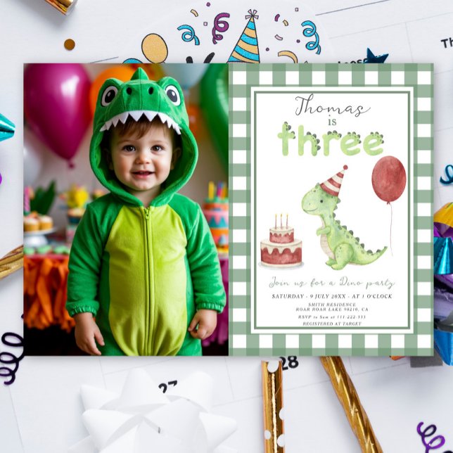 Invitación Dino Party | Cute Dinosaur Three-Rex Birthday (Subido por el creador)