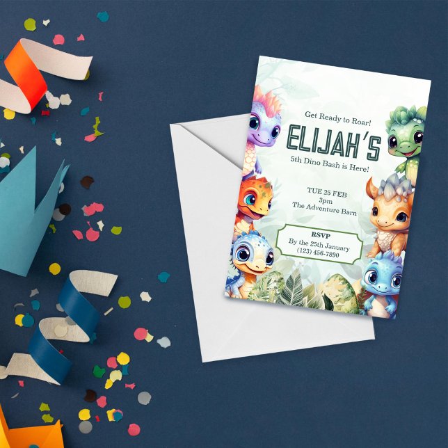 Invitación Dino Roar 5 cumpleaños Bash (Subido por el creador)