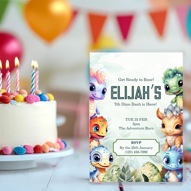 Invitación Dino Roar 7 cumpleaños Bash (Subido por el creador)