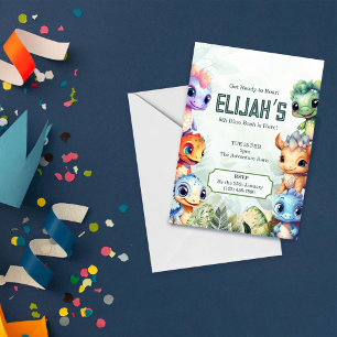 Invitación Dino Roar 8 cumpleaños Bash