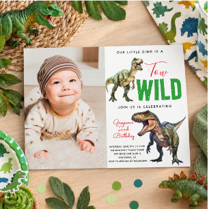 Invitación Dino salvaje Fiesta Dinosaurio segundo cumpleaños