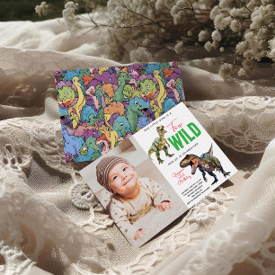 Invitación Dino salvaje Fiesta Dinosaurio segundo cumpleaños