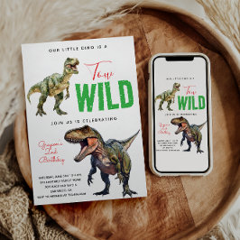 Invitación Dino salvaje Fiesta Dinosaurio segundo cumpleaños