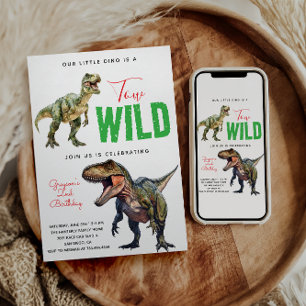 Invitación Dino salvaje Fiesta Dinosaurio segundo cumpleaños