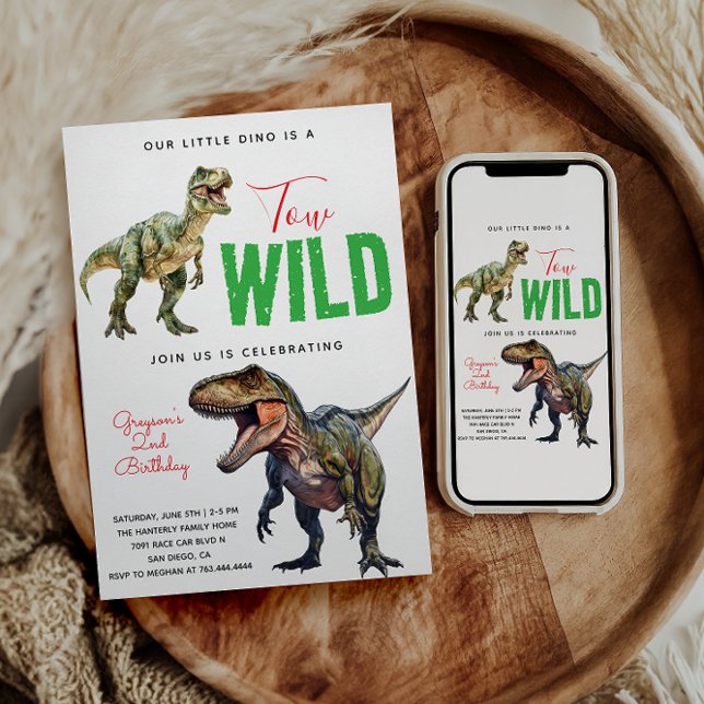 Invitación Dino salvaje Fiesta Dinosaurio segundo cumpleaños (Subido por el creador)