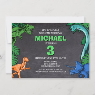 Invitación Dino Trex Jurassic Boy Dinosaur Cumpleaños
