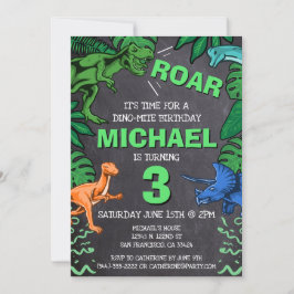 Invitación Dino Trex Jurassic Boy Dinosaur Cumpleaños