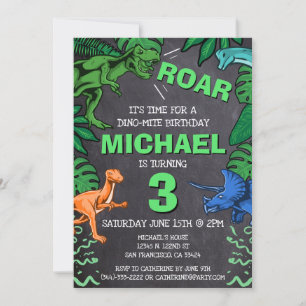 Invitación Dino Trex Jurassic Boy Dinosaur Cumpleaños