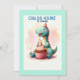 Invitación Dino Turning 4 Cumpleaños