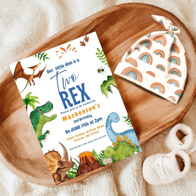 Invitación Dino Two rex 2nd boy Dinosaur birthday party (Subido por el creador)