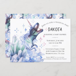 Invitación Dinocorn Crystal | Dinosaur Unicorn Baby Shower