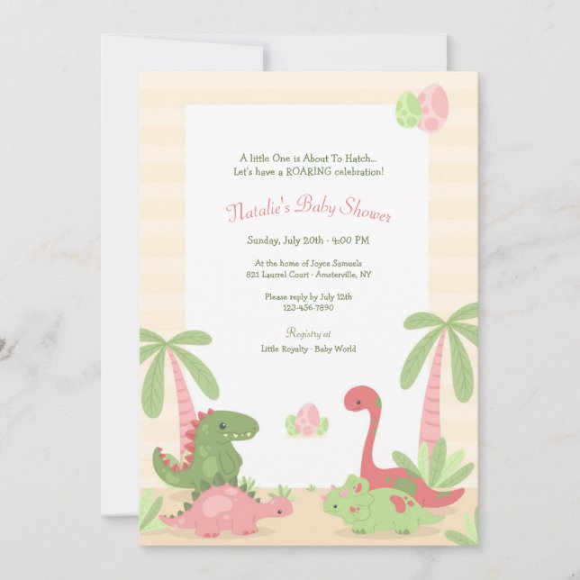 Invitación Dinosaur Babies Baby Shower (Anverso)