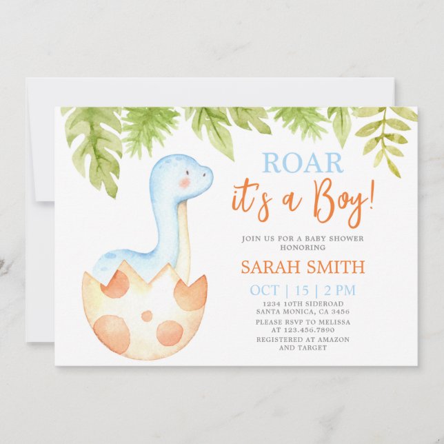 Invitación Dinosaur Baby Shower (Anverso)