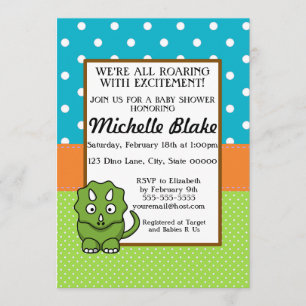 Invitación Dinosaur Baby Shower   Azul y Verde