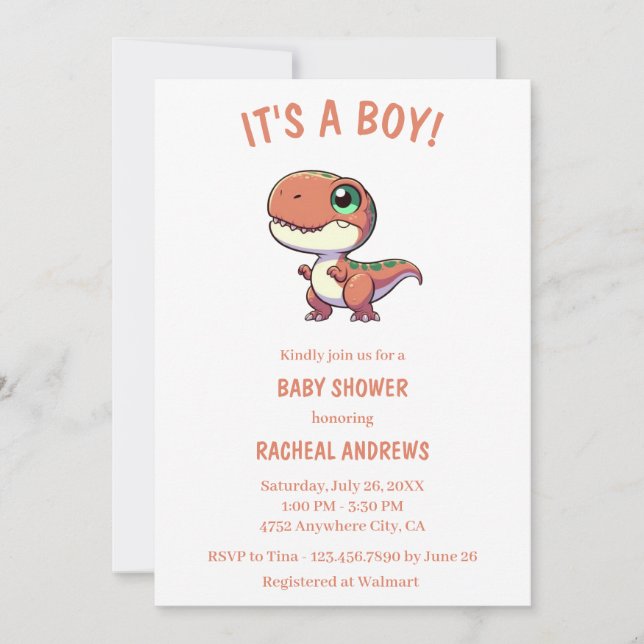 Invitación Dinosaur Baby Shower Baby Shower (Anverso)
