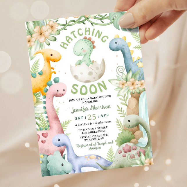 Invitación Dinosaur Baby Shower Green Dino Gender Neutral (Subido por el creador)
