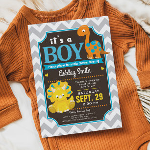 Invitación Dinosaur Baby Shower Invitation Boy