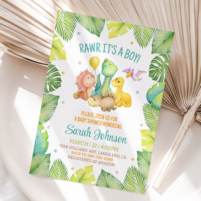 Invitación Dinosaur Baby Shower Invitation Boy (Dinosaur Baby Shower Invitation Boy)