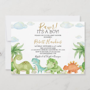 Invitación Dinosaur Baby Shower Invitation Suite