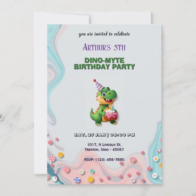 Invitación Dinosaur Birthday Bash Personalizado (Anverso)